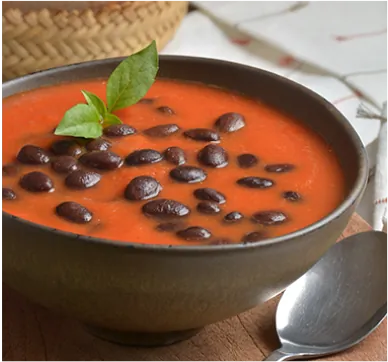 Tomato soup with whole black beans
